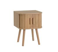 LOLAhome - Mesita de Noche de MDF Color Roble con 2 Puertas Persiana Enrollables y Patas Altas de 40x40x53 cm. Mesa Auxiliar de Diseño Vintage y Compacto para tu Dormitorio. Colección Elia