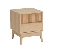 LOLAhome - Mesita de Noche Naroa de Madera Color Natural con 2 Cajones de 40x39x48 cm. Mesa Auxiliar para Dormitorio