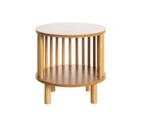 LOLAhome Mesita Redonda de Varillas de bambú y MDF Natural de Ø 40x40 cm