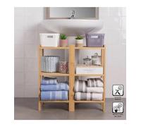 LOLAhome Mueble bajo Lavabo pie con 3 estantes de bambú Natural de 60x30x60 cm