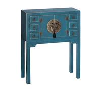 LOLAhome - Mueble Oriental Azul de Madera para Entrada o Salón. Diseño rústico Artesanal con Cierres imantados para Mayor Seguridad. (Azul Consola 2 Puertas)