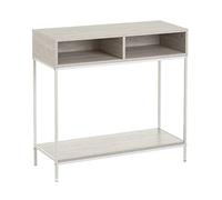 LOLAhome | Mueble Recibidor | Consola Auxiliar| Mesa Estrecha y Alta para Entrada Salón Habitación o Cocina Madera y Metal | 75x80x30 cm Madera Blanco