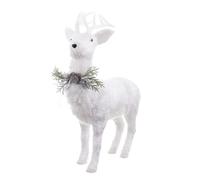 LOLAhome Muñeco de Navidad de Reno con Acebo y piñas de polyfoam Blanco de 108 cm