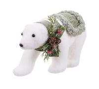LOLAhome Muñeco de Navidad Oso de Tela y polyfoam Blanco de 15 cm