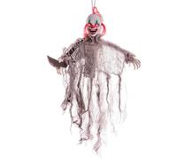 LOLAhome Muñeco de Payaso Asesino Gris de Tela para Halloween de 60x8x45 cm