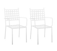 LOLAhome Pack 2 Silla de jardín Cartago Blanco | Estilo Hierro Forjado | Contract, Resistentes y Duraderas | Apilable y con Brazos | 56x61x90 cm | para Exterior, jardín, terraza | Cartago