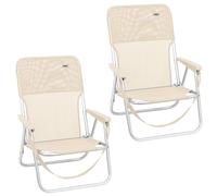 LOLAhome Pack 2 Sillas Playa Plegables Beige, Ligera, Bajas y Fijas | De Aluminio con respaldo-asiento de textileno transpirable, con asa para fácil transporte. Tubo de 19 mm. De 54x40x71 cm.