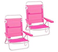 LOLAhome Pack 2 Sillas Playa Plegables | Ligera Portátil | Baja y Reclinable de 4 Posiciones | para Camping, Piscina, Terraza o Jardín Rosa