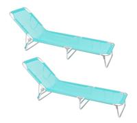 LOLAhome Pack 2 Tumbonas Jardín Exterior, Ligera Plegable y Reclinable | De 190x58x25 cm. Reclina 3 posiciones, Para Playa Camping Piscina Terraza o Jardín Aguamarina
