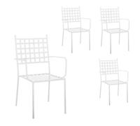 LOLAhome Pack 4 Silla de jardín Cartago Blanco | Estilo Hierro Forjado | Contract, Resistentes y Duraderas | Apilable y con Brazos | 56x61x90 cm | para Exterior, jardín, terraza | Cartago