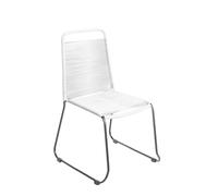 LOLAhome Pack 4 sillas de Exterior de Cuerda Blanca y Acero Negro, Antea