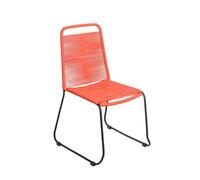 LOLAhome Pack 4 sillas de Exterior de Cuerda Coral y Acero Negro, Antea