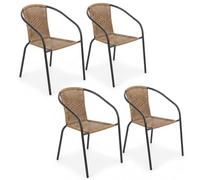 LOLAhome Pack 4 Sillas Jardín Exterior | Sillon Ratan Natural y Acero con epoxi Anticorrosión | Apilables | Cómodas y Resistentes | Balcón, Terraza o Jardín | Trivia