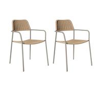 LOLAhome Pack de 2 Silla Deluxe Milos para jardín, Acero Gris y Cuerda Trenzada Beige, 55x55x83 cm, Ergonómica y Apilable, Tratamiento Anticorrosión y Duraderas, Calidad y Diseño