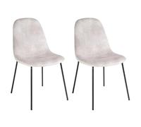 LOLAhome - Pack de 2 sillas de Comedor o Cocina Gina Beige tapizadas en Terciopelo con Patas metálicas Negras