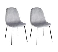 LOLAhome - Pack de 2 sillas de Comedor o Cocina Gina Gris tapizadas en Terciopelo con Patas metálicas Negras