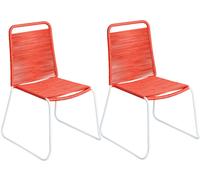 LolaHome Pack de 2 sillas de jardín Antea rojo claro de acero negro
