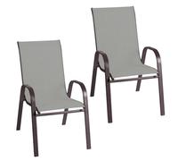 LOLAhome Pack de 2 sillas de jardín Nerea de Acero y Textileno Gris | De 55x70x90 cm | Resistentes: Acero anticorrosión, Textileno Doble | Transpirables, Apliables | para Exterior | Classic