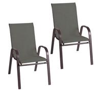 LOLAhome Pack de 2 sillas de jardín Nerea de Acero y Textileno Gris | De 55x70x90 cm |+Resistentes Estructura soldada, Acero anticorrosión, Textileno Doble | Transpirables, Apliables | Classic