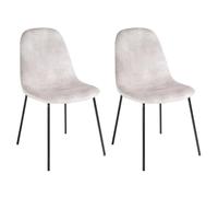 LOLAhome Pack de 2 sillas Gina de Terciopelo Beige con Patas de Metal Negro