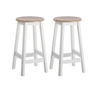 LOLAhome - Pack de 2 taburetes de Cocina de Madera Blanco y Natural de 54 cm. para mesas Altas o Barras de 80-85 cm. Asientos Redondos de Estilo nórdico Que ocupan Poco Espacio. hasta 100 kg