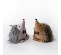 LOLAhome Pack de 2 topes de puerta decorativos con forma de animales para el hogar y la oficina, topes de puerta para interior de tela con relleno de gravilla y poliéster (Erizos)