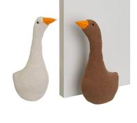 LOLAhome Pack de 2 topes de puerta decorativos con forma de animales para el hogar y la oficina, topes de puerta para interior de tela con relleno de gravilla y poliéster (Gansos)