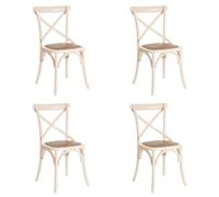 LOLAhome - Pack de 4 sillas de Comedor Aspas de Madera de Olmo Color Blanco con Asiento de ratán Trenzado en Tono Natural