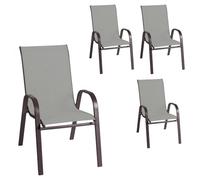LOLAhome Pack de 4 sillas de jardín Nerea de Acero y Textileno Gris | De 55x70x90 cm | Resistentes: Acero anticorrosión, Textileno Doble | Transpirables, Apliables | para Exterior | Classic