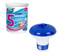 LOLAhome Pack de Tabletas y Dispensador de Cloro Azul y Blanco - Incluye 50 Tabletas de 20 gr de 5 Funciones