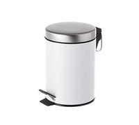 LOLAhome Papelera de Baño con Pedal de 3L - Cubo de Basura para Baño con Tapa, Pedal Cierre Silencioso y Recipiente Interior Extraíble (Gris y Metal)