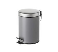 LOLAhome Papelera de baño con pedal de 3L - Cubo de basura para baño con tapa, pedal cierre silencioso y recipiente interior extraíble para baño, aseo y oficina (Plateado brillo)