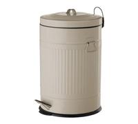 LOLAhome Papelera de cocina de 20 litros beige | Cubo basura de pedal Retro redondo metálico de zinc galvanizado de 20 litros
