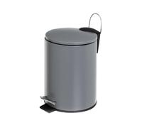LOLAhome - Papelera Redonda de 3 litros de Pedal de Metal Gris para Baño - Cubo Interior Extraíble y Acabado Mate Antihuellas
