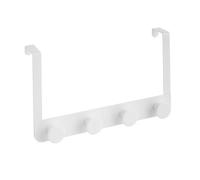 LOLAhome - Percha de Puerta con 4 colgadores Blanca de Metal y ABS de 35x20 cm. Se Ancla fácilmente sin taladrar para organizar Toallas o Ropa en el baño Dormitorio o Entrada con Comodidad