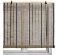 LOLAhome - Persiana Estor Enrollable de bambú Natural de Estilo rústico para Dar Sombra, protección Solar o escurecer Puertas o Ventanas (Azul y Natural, 90X180 CM)