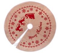 LOLAhome Pie de árbol Estampado Rojo de Tela de Yute de ø 100 cm