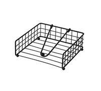 LOLAhome Servilletero de mesa negro | Servilletero cuadrado negro industrial de metal de 19x19x7 cm para comedor y cocina