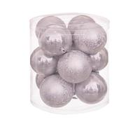 LOLAhome Set de 12 Bolas de Navidad combinadas de plástico Plateadas de 8 cm