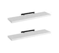 LOLAhome - Set de 2 Baldas Flotantes para Pared de Madera Blancas de 100x23 cm, 2 Estanterías de Pared Resistentes y Decorativas sin Agujeros Visibles para Salón, Cocina, Oficina o Dormitorio