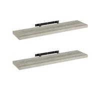 LOLAhome - Set de 2 Baldas Flotantes para Pared de Madera Grises de 100x23,5 cm. Estanterías de Pared Resistentes y Decorativas sin Agujeros Visibles para Salón, Cocina, Oficina o Dormitorio