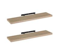 LOLAhome - Set de 2 Baldas Flotantes para Pared de Madera Natural de 100x23 cm, 2 Estanterías de Pared Resistentes y Decorativas sin Agujeros Visibles para Salón, Cocina, Oficina o Dormitorio
