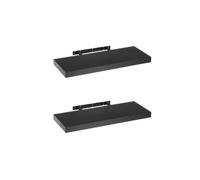 LOLAhome - Set de 2 Baldas Flotantes para Pared de Madera Negras de 60x23,5 cm. Estanterías de Pared Resistentes y Decorativas sin Agujeros Visibles para Salón, Cocina, Oficina o Dormitorio