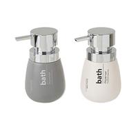 LOLAhome Set de 2 dispensadores de baño de cerámica en Blanco y Gris de 11x8x14 cm