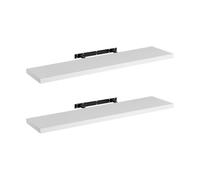 LOLAhome Set de 2 estantes de Pared flotantes Blancos de 120x23,5x3,8 cm | Repisa rectangular de líneas rectas con herrajes ocultos. Resiste hasta 10 kg. Para decoración y almacenaje