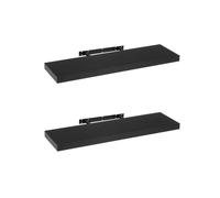 LOLAhome Set de 2 estantes de Pared flotantes de MDF Negro Decorativo,Balda de Pared, De 23x80 cm para Salón, Cocina, Oficina, Dormitorio,Resistente