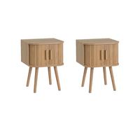 LOLAhome Set de 2 mesitas de Noche Elia de MDF Color Roble con 2 Puertas enrollables de 40x40x53 cm