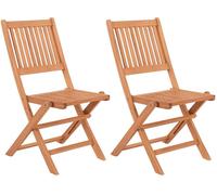 LolaHome Set de 2 sillas de jardín Kate plegables de acacia natural sostenible