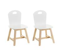 LOLAhome Set de 2 sillas Infantiles Blancas de Madera de Pino de 28x28x50 cm para Escritorio o pupitre