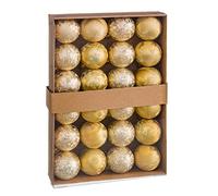 LOLAhome Set de 24 Bolas de Navidad combinadas de plástico Doradas de Ø 3 cm